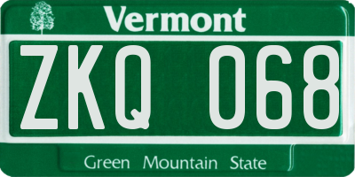 VT license plate ZKQ068