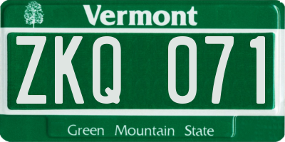 VT license plate ZKQ071
