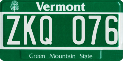 VT license plate ZKQ076