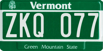 VT license plate ZKQ077