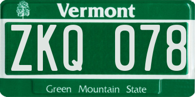 VT license plate ZKQ078