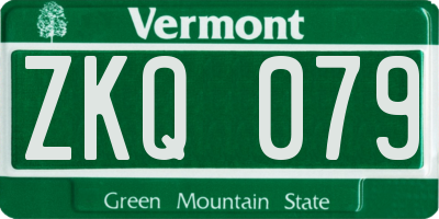VT license plate ZKQ079