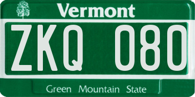 VT license plate ZKQ080