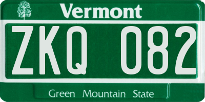 VT license plate ZKQ082