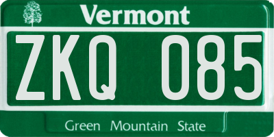 VT license plate ZKQ085