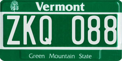 VT license plate ZKQ088