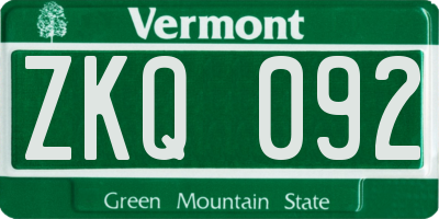 VT license plate ZKQ092