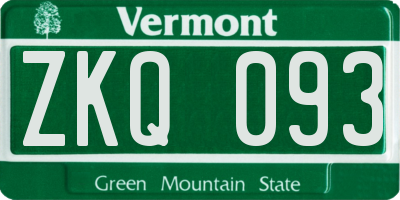 VT license plate ZKQ093