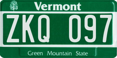 VT license plate ZKQ097