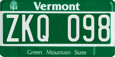 VT license plate ZKQ098