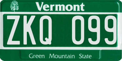 VT license plate ZKQ099