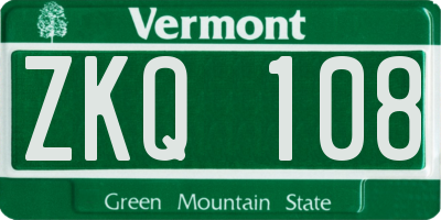 VT license plate ZKQ108