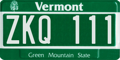 VT license plate ZKQ111