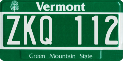 VT license plate ZKQ112