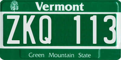 VT license plate ZKQ113
