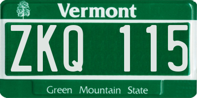 VT license plate ZKQ115