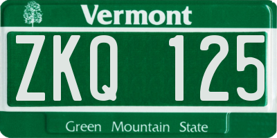 VT license plate ZKQ125