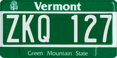 VT license plate ZKQ127