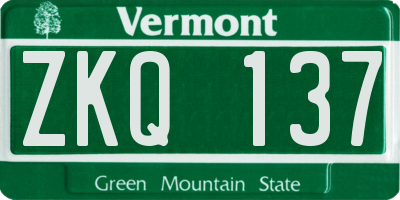 VT license plate ZKQ137