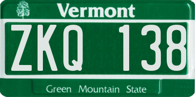 VT license plate ZKQ138