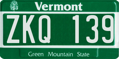 VT license plate ZKQ139