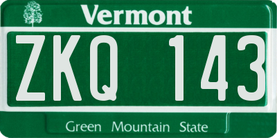 VT license plate ZKQ143
