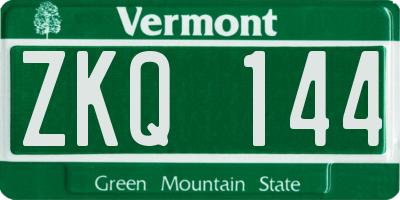 VT license plate ZKQ144