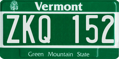 VT license plate ZKQ152