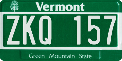 VT license plate ZKQ157