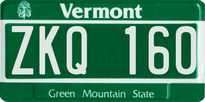 VT license plate ZKQ160