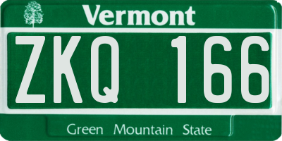 VT license plate ZKQ166