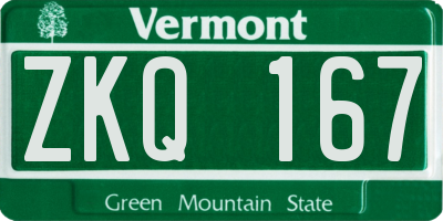VT license plate ZKQ167