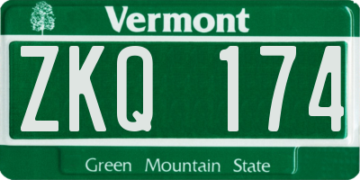 VT license plate ZKQ174