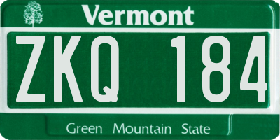 VT license plate ZKQ184