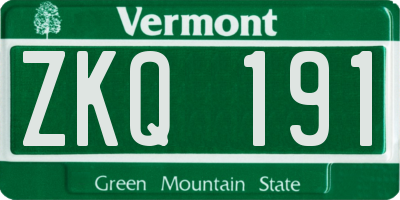 VT license plate ZKQ191