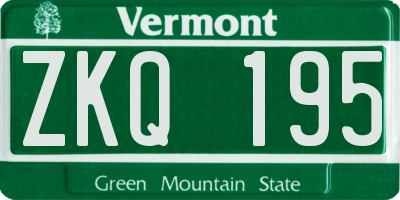 VT license plate ZKQ195