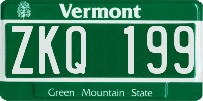 VT license plate ZKQ199