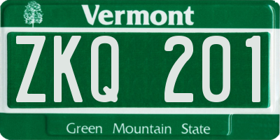 VT license plate ZKQ201