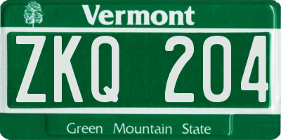 VT license plate ZKQ204