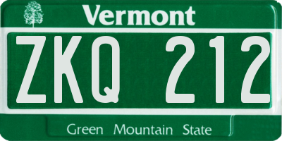 VT license plate ZKQ212