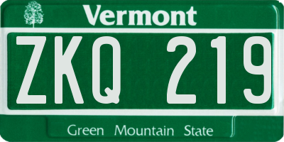 VT license plate ZKQ219