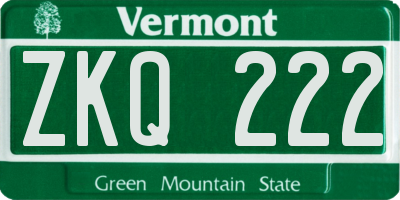 VT license plate ZKQ222