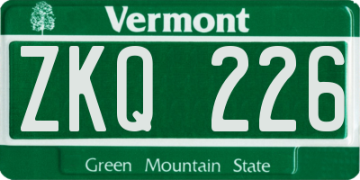 VT license plate ZKQ226