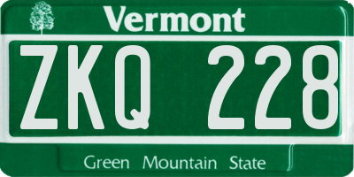 VT license plate ZKQ228