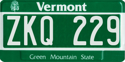 VT license plate ZKQ229