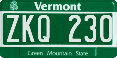 VT license plate ZKQ230