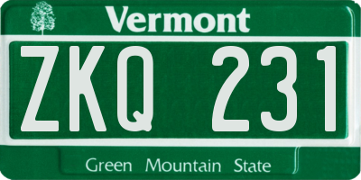 VT license plate ZKQ231
