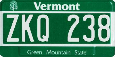 VT license plate ZKQ238