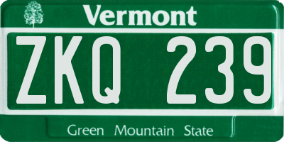 VT license plate ZKQ239