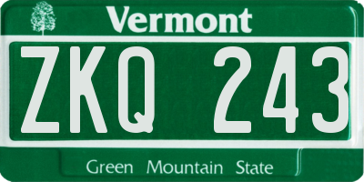 VT license plate ZKQ243